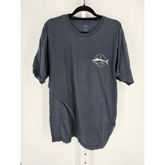 Y2K O'Neill Surf Co Mens Sz 2XL Short Sleeve T Shirt Gray Fish Graphic - Picture 1 of 4